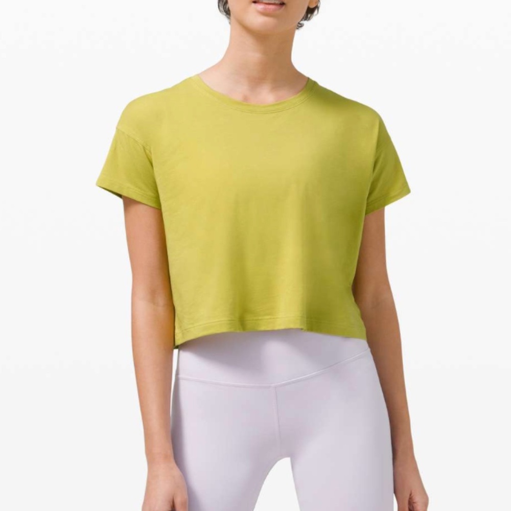Lululemon Cates Tee Yellow Pear T-shirt Size 4 Pima Cotton